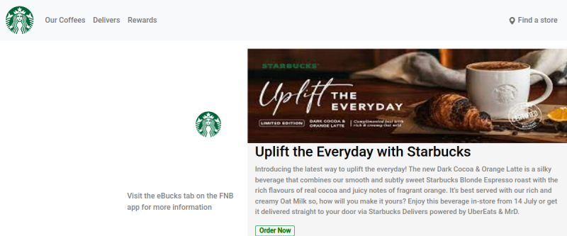 Starbucks Clone homepage screenshot